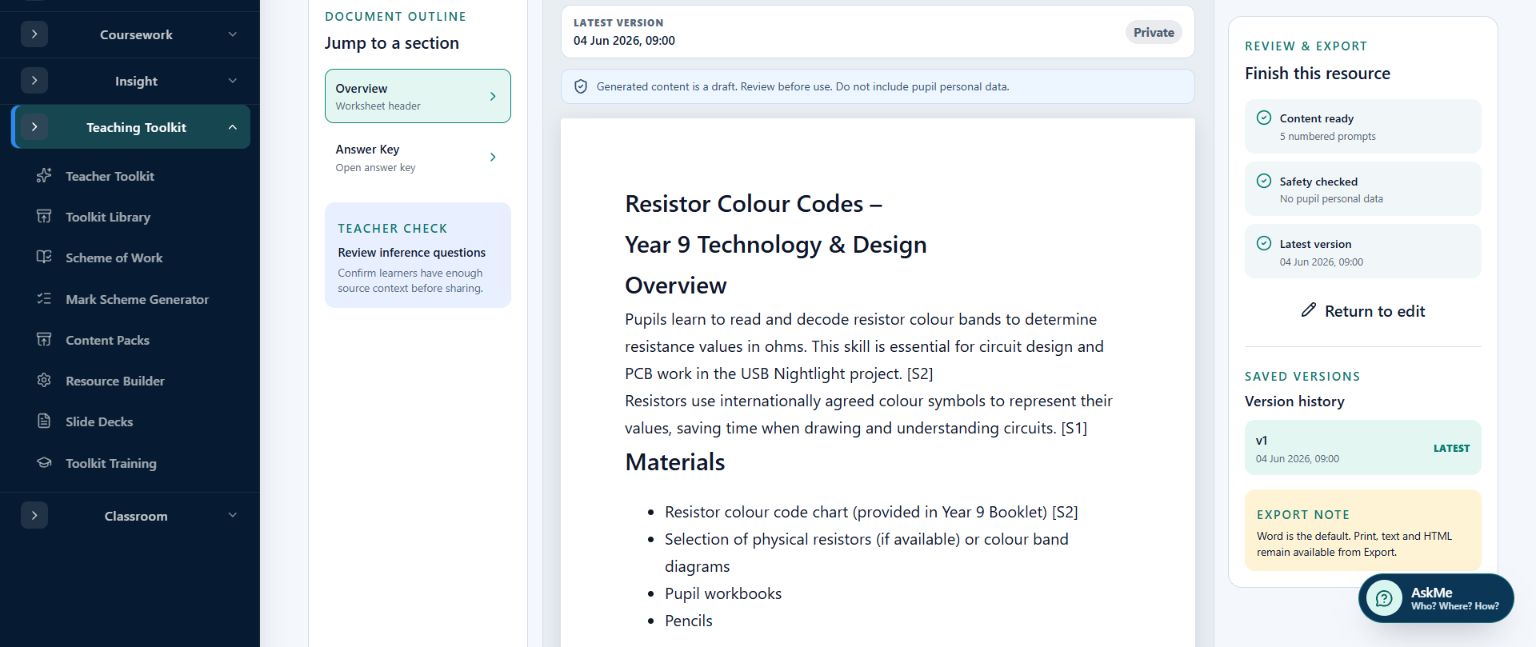 Year 9 Technology & Design · lesson-plan draft